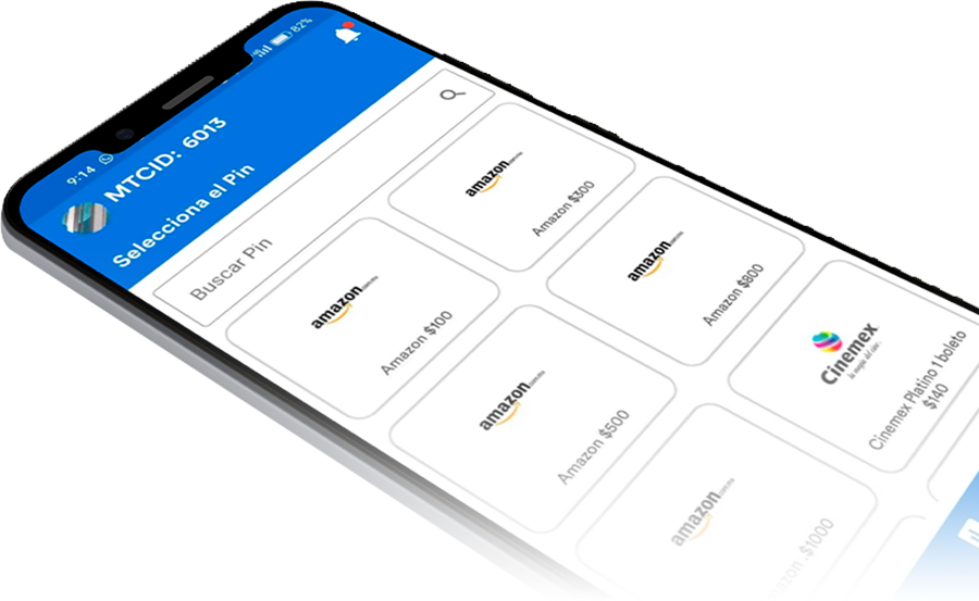 Vista de app de pines electrónicos